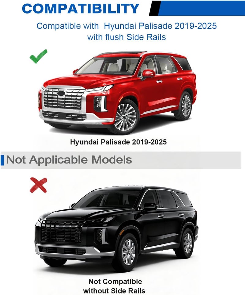 wonderdriver Lockable Roof Rack Cross Bars 220lbs Compatible with Hyundai Palisade 2019-2025 SE SEL XRT Limited Calligraphy,Heavy Duty Aluminum Roof Rails Crossbars Canoe Black Rooftop Cargo Luggage - Image 2